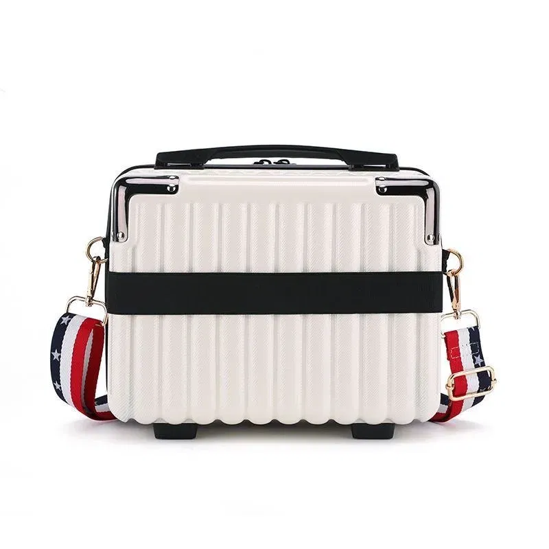 Color: Orange - Mini Luggage Travel Bag Handbag Shoulder Bag Fashion Makeup Case 14 Inch Backpack Multifunctional Portable PC Bags Hand Bags - Image 2