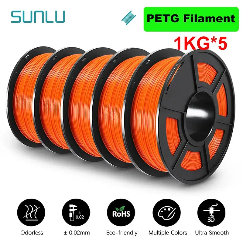 Color: Tran-Yellow, Ships From: CHINA - Top 5KG 3D PLA/PETG/PLA PLUS/Clear Filament 1.75mm 5Roll 1KG 3D Printer Neatly Wound 3D Filament for 3D Printer& 3D Pen