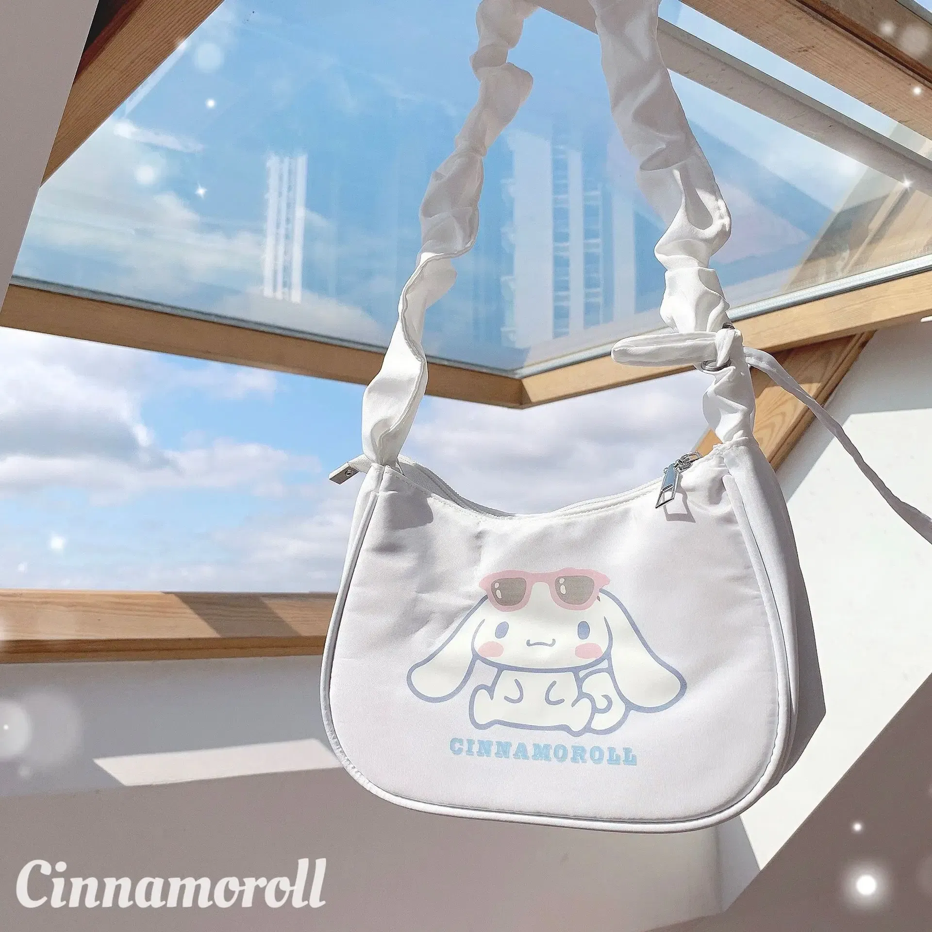 Color: Beige, Size: Extra Large - Sanrio Hellokitty Kuromi Cinnamorol Mymelody Pochacco Armpit Bag Kawaii Shoulder Bag Casual Allmatch Tote Women Commuter Handbag - Image 3