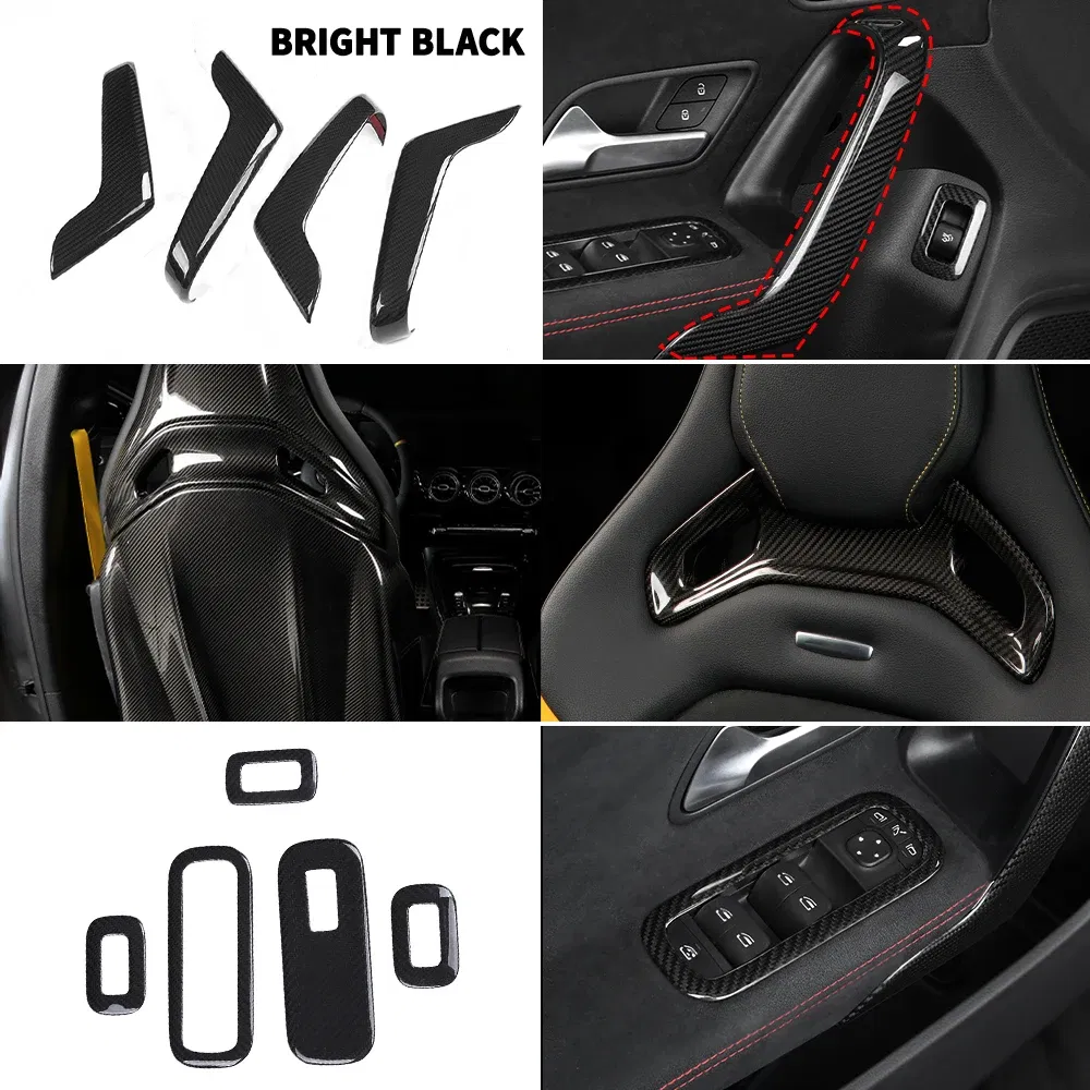 Color Name: ROSE RED - Carbon Fiber Car Stickers For Mercedes Benz Accessories AMG/A Class/CLA 35 Center Console Gear Air Conditioning Outlet Cover