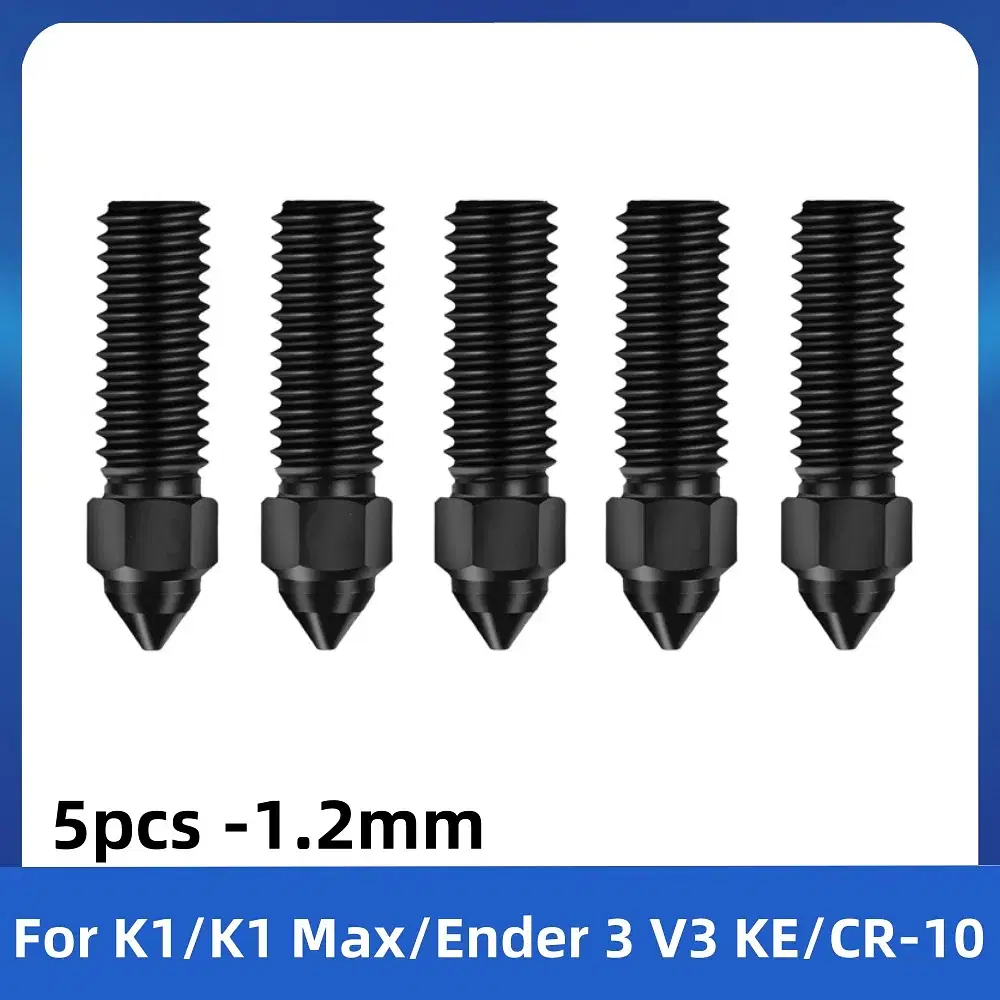 Color: Gold - Creality Ender 3 V3 KE Nozzle Har Hardened Steel Nozzle Kit 0.2/0.4/0.6/0.8/1.0/1.2mm for K1 3D Printer Parts Non Stick Filament