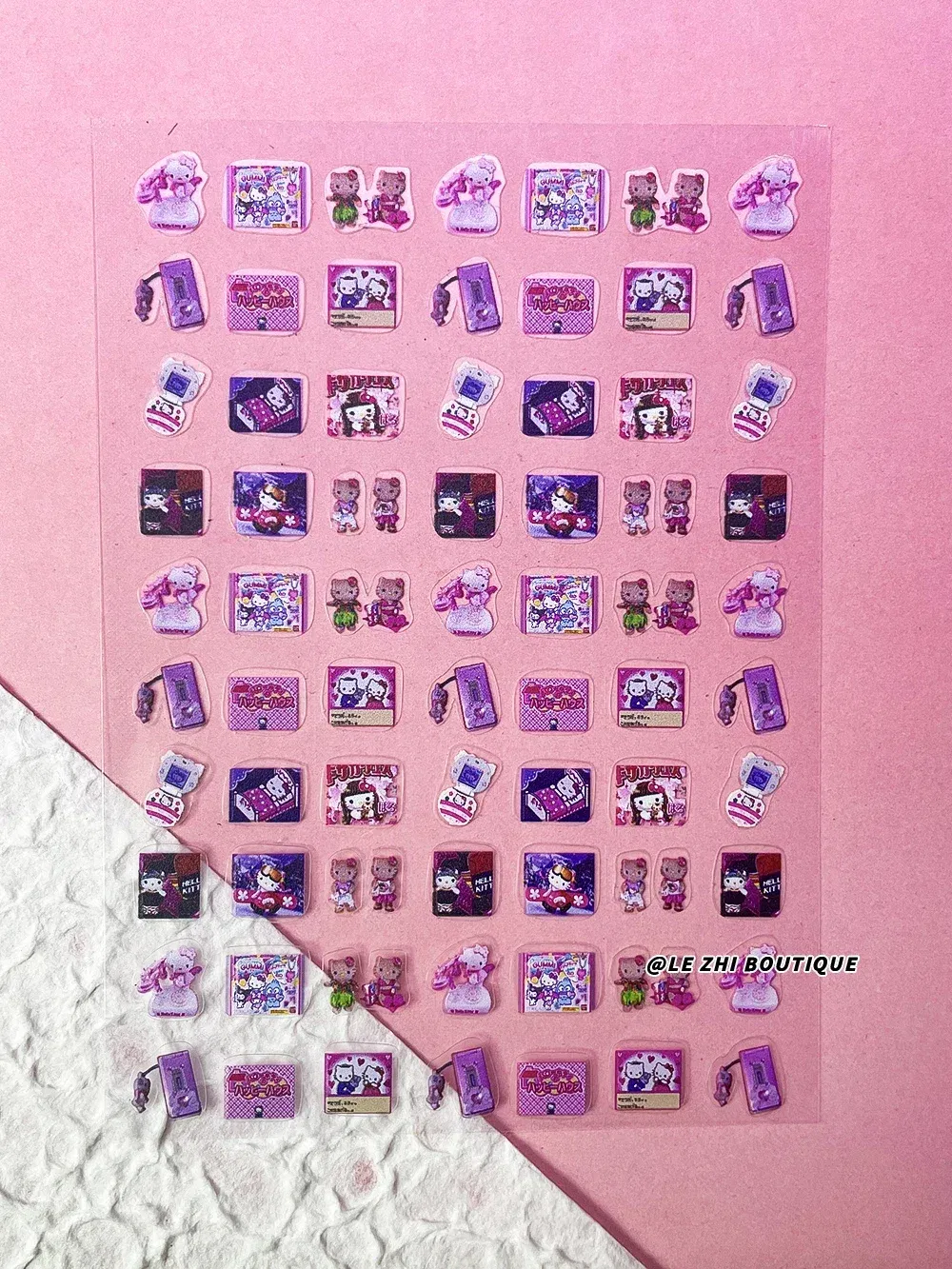 Color: Chocolate - New Cartoon Hello Kitty Stickers Nail Art Supplies Decoration Kuromi Cinnamoroll 3D Stickers Nail Decals Press On Nails Stickers