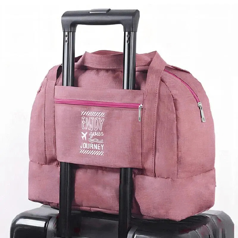 Color: Ivory - Fashion Folding Travel Bag Women Oxford Travel Weekend Overnight Bags Luggage Tote