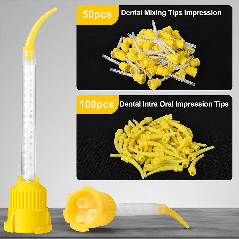 Color: Brown - Denspay 50Pc Dental Silicone Rubber Conveying Mixing Head Disposable Impression Materials Mixing Tube Dentistry Materials - Image 2