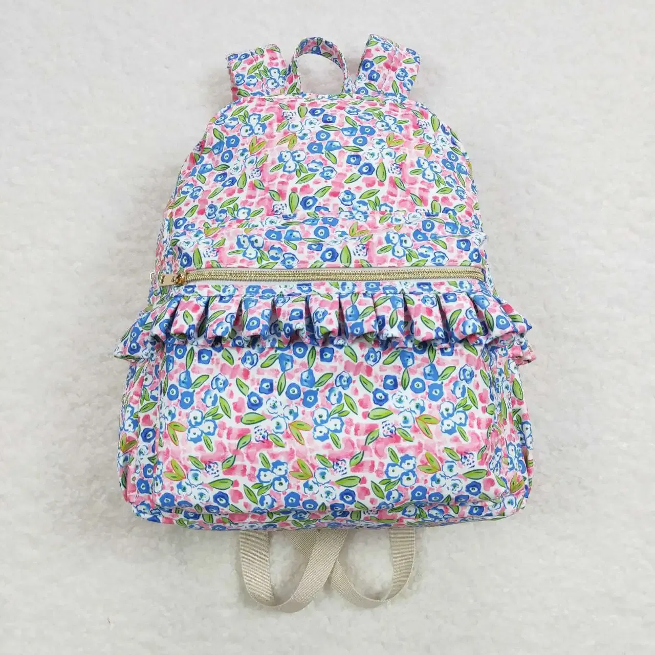 Color: WHITE - Wholesale Children Baby Girl Flower Backpack Boutique Daypack Toddler Outdoor Floral Plaid Portable Kids School Bag - Image 4