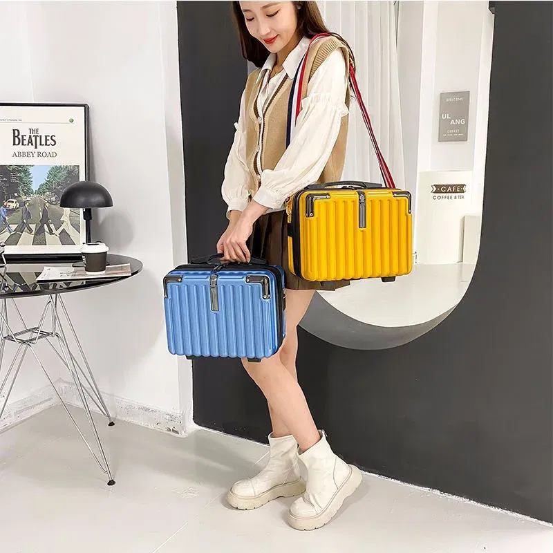 Color: Orange - Mini Luggage Travel Bag Handbag Shoulder Bag Fashion Makeup Case 14 Inch Backpack Multifunctional Portable PC Bags Hand Bags - Image 7