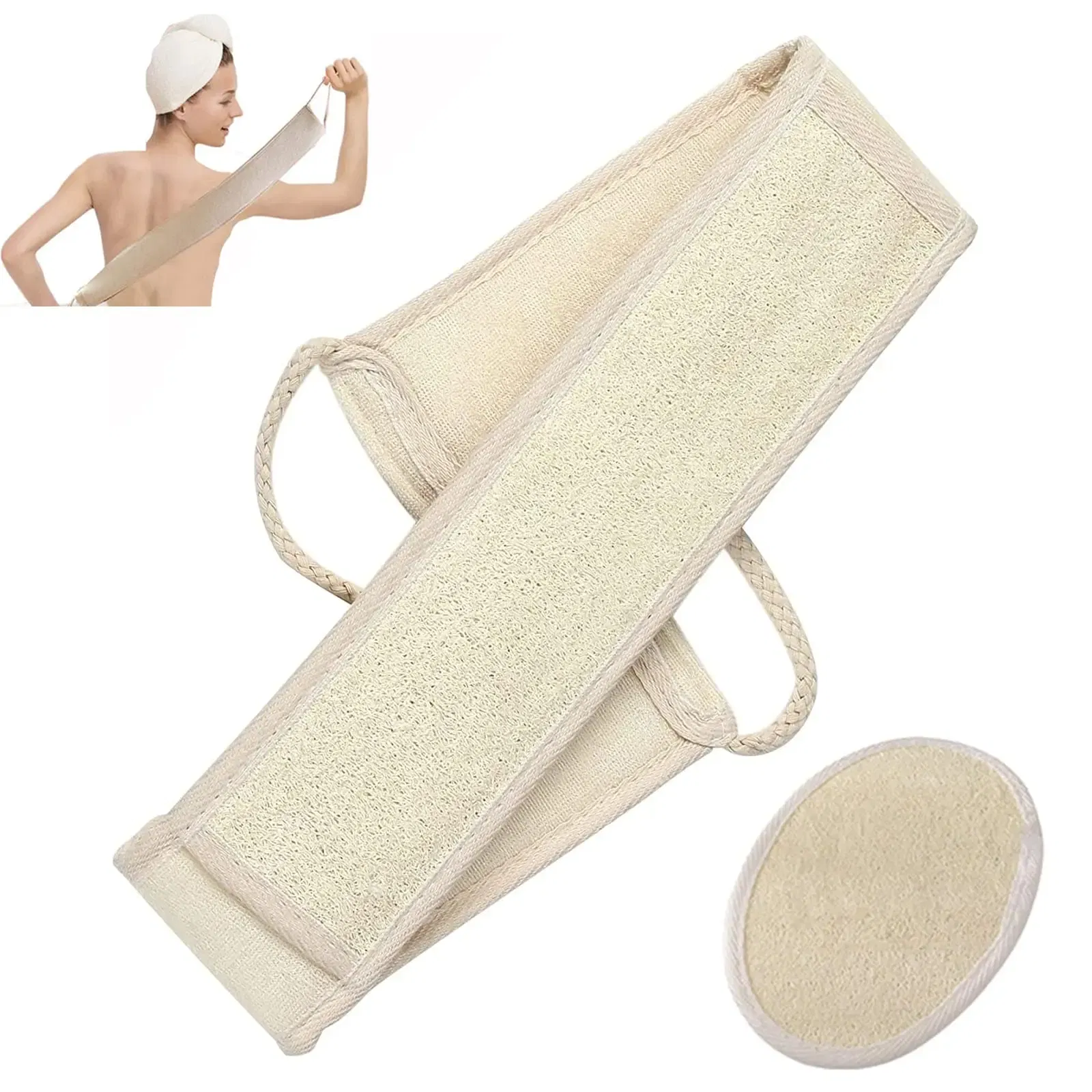 Color: Red - Bath Sponge Natural Exfoliating Loofah Sponge Scrubber Body Backwash Belt Back Exfoliator Strap Bath Accessories - Image 4