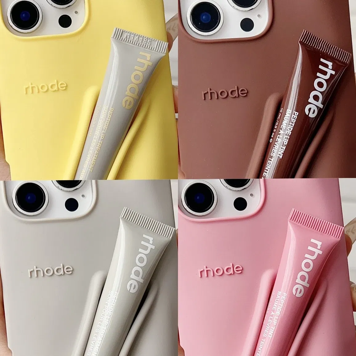Color: Beige, Bundle: Bundle1, Material: POLYESTER - Phone Case For iPhone 12 13 14 15 16 Pro Max Plus 17 Air Portable Lip Gloss Holder Lipstick Silicone Soft Bumper Cover Lip Glaze - Image 2