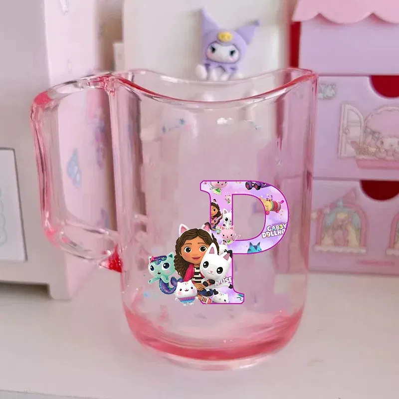 Color: Multicolor, Size: Other - Gabby Dollhouse Letter A-Z Print Water Cup ABS Tooth Brushing Cups Anime Kawaii Cat Kids Toothglass Cups Kids Birthday Gift - Image 3