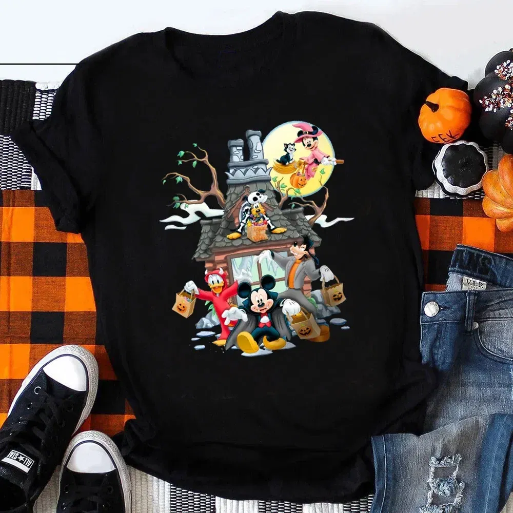Color: army green, Kid Size: 4T - Funny Mickey Minnie Mummy Print Disney Children Cotton T Shirts Trick Treat Fashion Halloween Cute Kid Clothes Girls Streetwear - Image 5