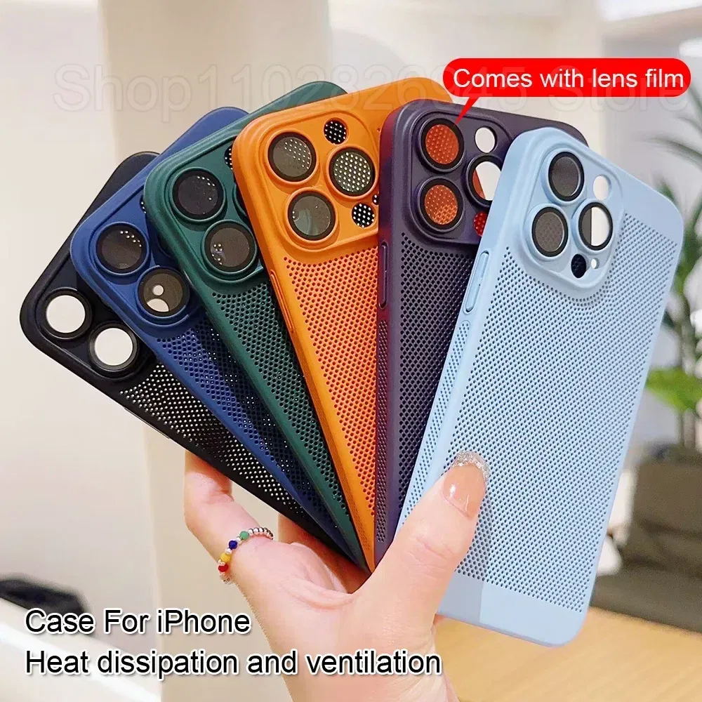Color: SKY BLUE, Compatible-Phone Models: For iPhone 14 Pro Max, Ships From: CHINA - Breathable Heat Dissipation Cooling Case For iPhone 16 Pro Max 15 14 13 12 11 PC Hard Back Cover - Image 2
