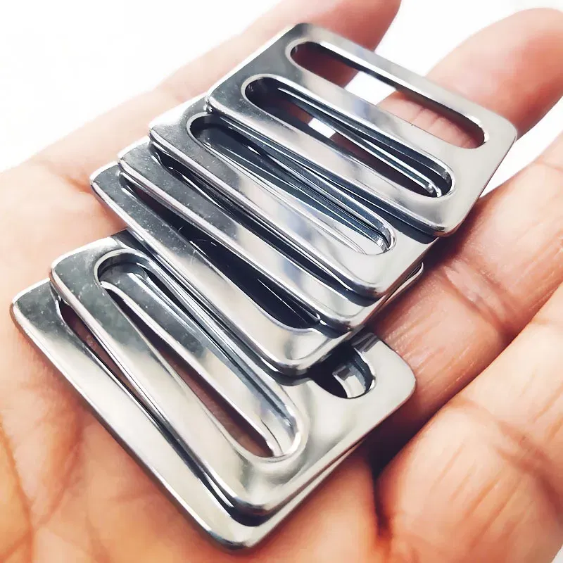 Size: 7mm - Stainless Steel Tri-Glide Strap Adjuster Full Slider Square Buclke for Leather Craft Bag Shoulder Strap Belt Webbing - Image 3