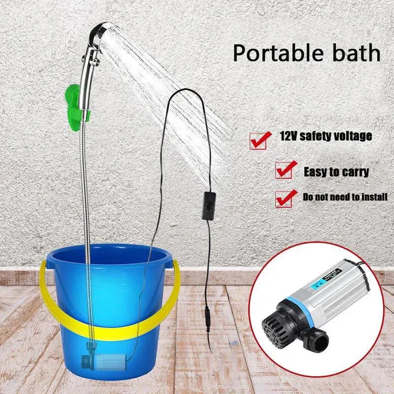 Color: PURPLE - Portable Car Washer 12V Camping Shower Car Shower High Pressure Power Washer Electric Pump for Outdoor Camping Travel