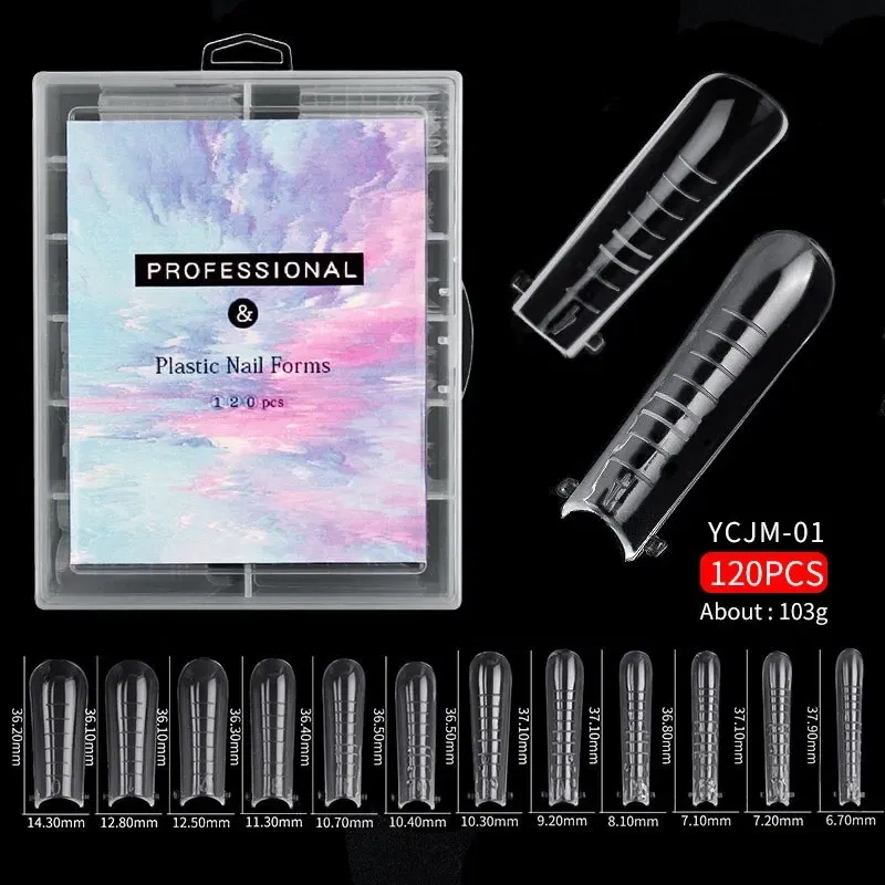 Color: Light Grey - 120pcs Nail Forms Full Cover False Nails Quick Building Mold Fake Nail Shaping Extend Top Molds For Gel Salon Manicure Art