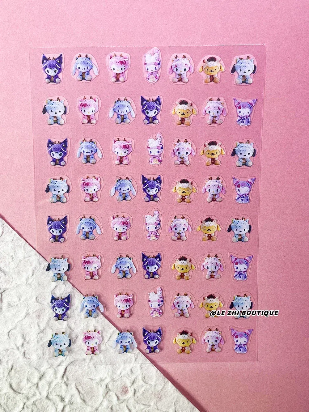 Color: Light Grey - New Cartoon Hello Kitty Stickers Nail Art Supplies Decoration Kuromi Cinnamoroll 3D Stickers Nail Decals Press On Nails Stickers