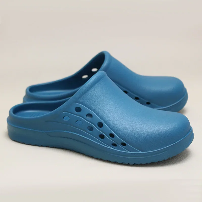 Color: SKY BLUE, Shoe Size: 34.5 - High Quality Scrub Shoes Non-slip Dentist Nursing Clogs Healthcare Service Work Slippers Soft Operating Room Protective Clogs