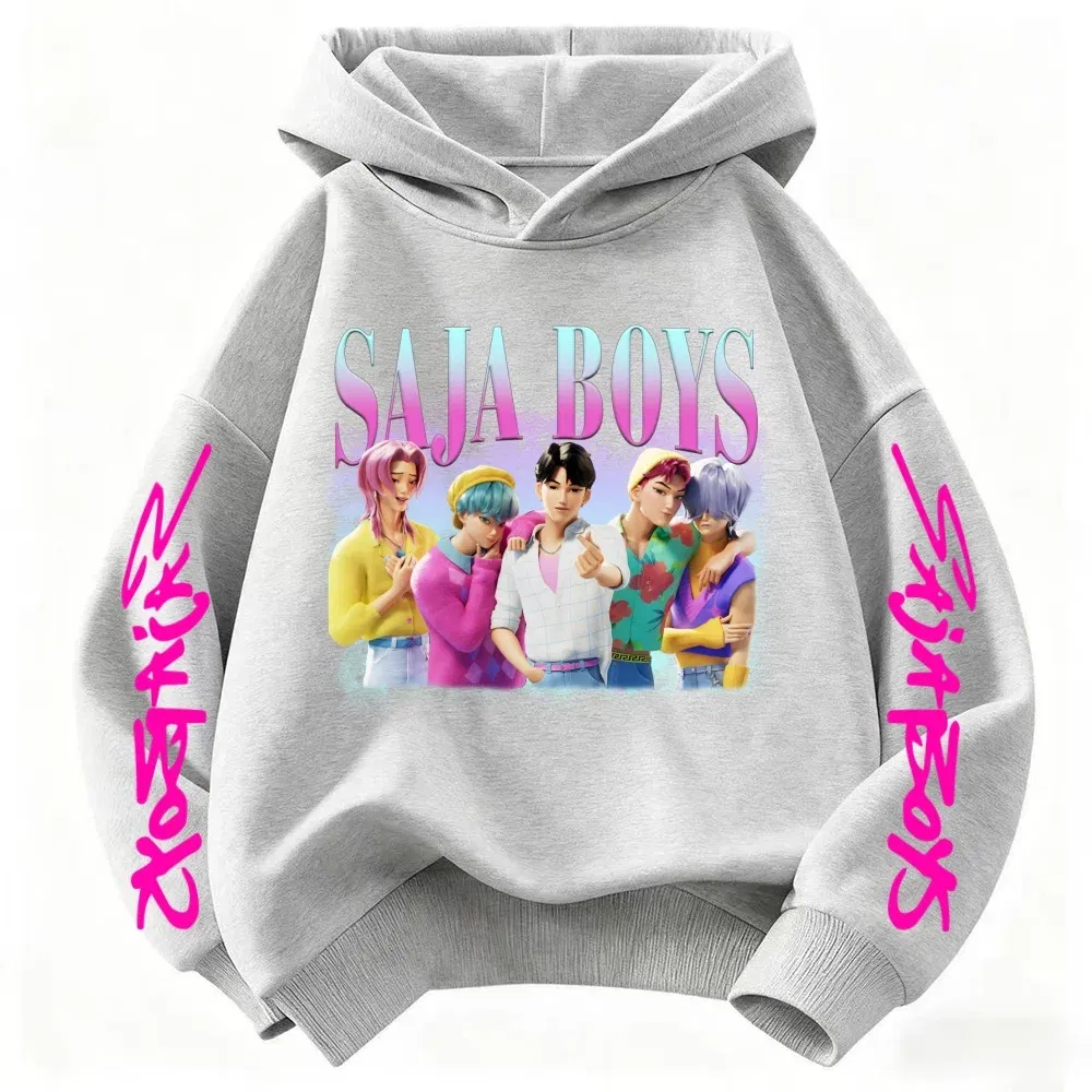 Color: black, Kid Size: 5 - k-pop sajaboys Christmas Kpop Witch Hunt Group Autumn/Winter Cartoon Hoodie Set for Boys, Girls & Kids ?»? - Image 4