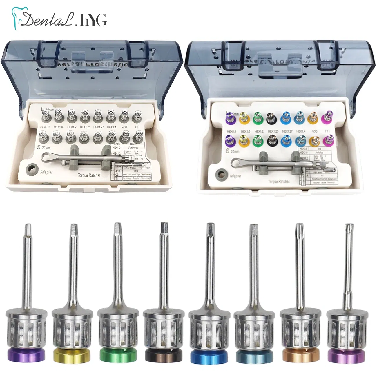Color: Red - Fast ShipDental Universal Implant Torque Screwdriver Wrench Prosthetic Restoration Ratchet Kits Dentistry Implant Tool 10-70NCM