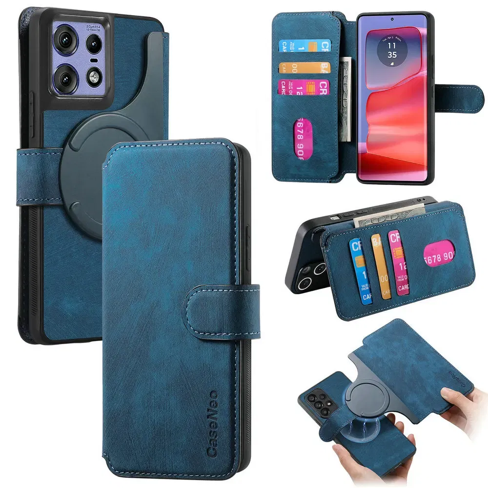 Color: Blue, Material: Neoprene - Edge 50 60 Fusion 5G Flip Case For Motorola Edge 60 Pro 2In1 Detachable Leather Wallet Funda Moto Edge 50 Neo 60 Pro S50 Cover - Image 6