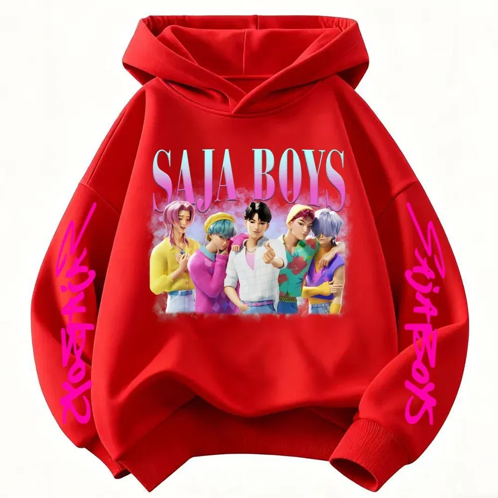 Color: black, Kid Size: 5 - k-pop sajaboys Christmas Kpop Witch Hunt Group Autumn/Winter Cartoon Hoodie Set for Boys, Girls & Kids ?»? - Image 7
