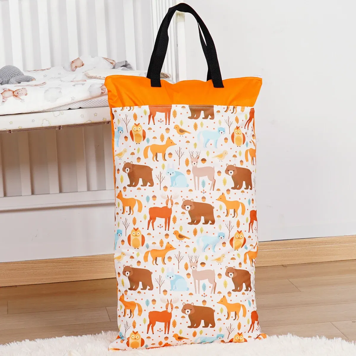 Color: Ivory - Happyflute Reusable Hanging Wet Dry Cloth Diaper Bag With Double Zippered Pockets 40*70cm - Image 2