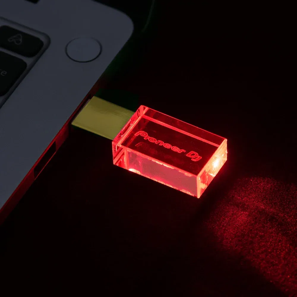 Color: green, Capacity: 8 GB - JASTER Luminous USB drive Gold Lid Crystal USB Flash Drive 128GB Pendrive 64GB Colorful LED Memory Stick 16GB with Pioneer DJ