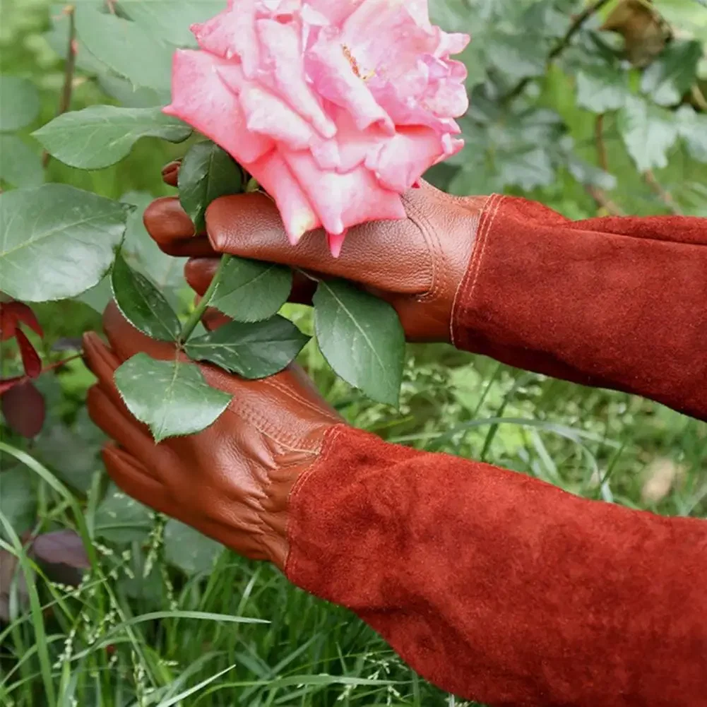 Color: WHITE, Size: L - Pruning Garden Gloves Anti-scratch Faux Leather Protective Gloves Reusable Fruit Picking Shrub Pruning Trimming Hand Protector - Image 3