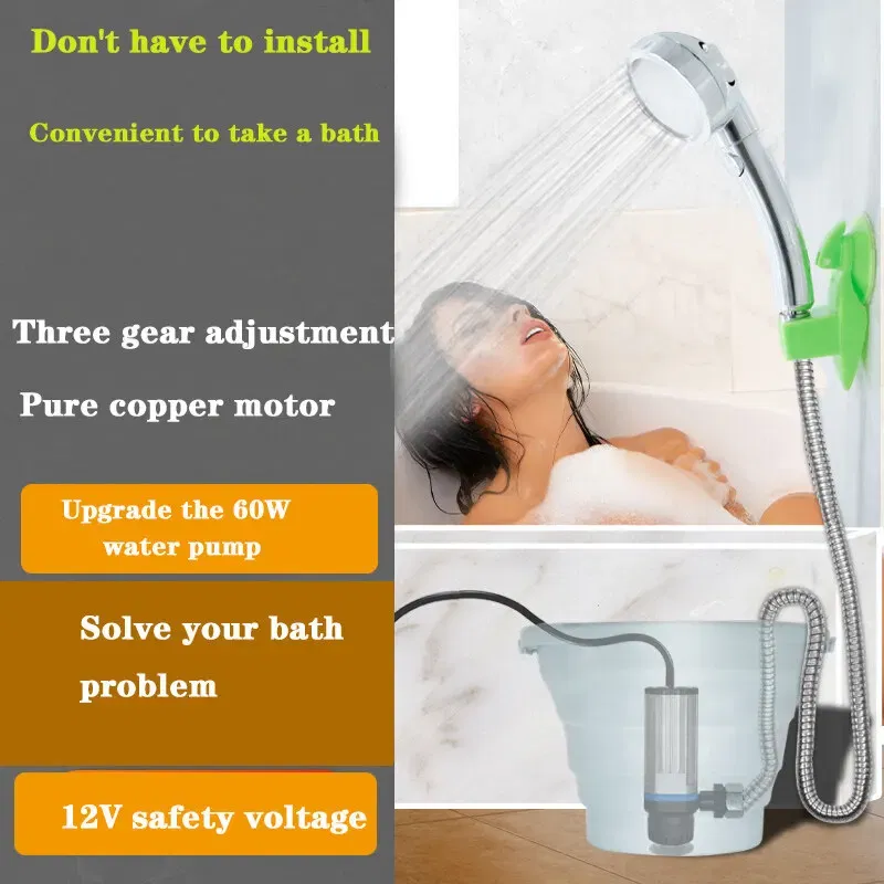 Color: PURPLE - Portable Car Washer 12V Camping Shower Car Shower High Pressure Power Washer Electric Pump for Outdoor Camping Travel - Image 2