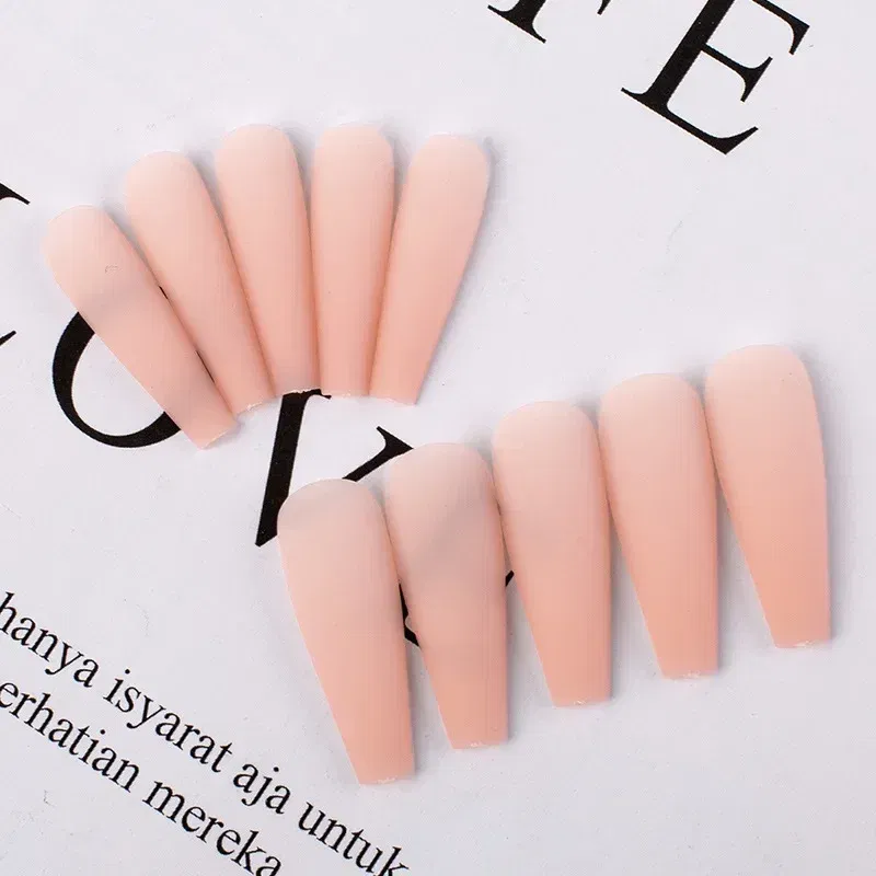 Color: plum - 20pcs Solid Color Matte Super Long Coffin Fake Nails Tips for Extension Manicure Art Wholesales Press on Ballet Fake False Nails