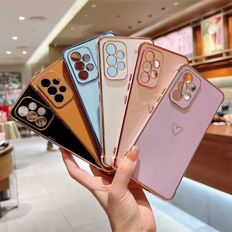 Color: black, Compatible-Phone Models: For iPhone 13 Pro Max, Ships From: CHINA - Electroplating Love Heart Phone Case For Samsung Galaxy S25 S24 Ultra S23 S22 A13 A14 A52 A53 Protect Lens Shockproof Back Cover - Image 3