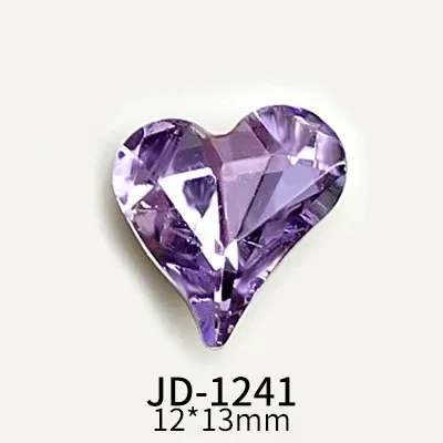 Color: GRAY - 20pcs Nail Art Light Purple Sparkling Crystal Glass Diamond Violet Pointed Bottom Bare Rhinestone Gem Nail Accessories Charms