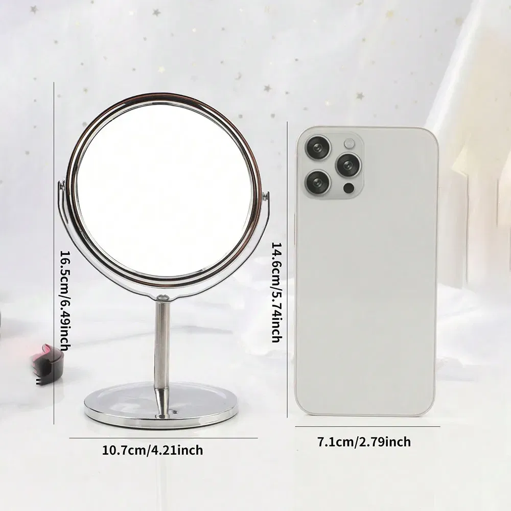 Color: black - 3/4/5in Double-Side Makeup Mirror With 2X Magnification Clear Reflection And Easy To Carry Desktop Vanity Mirror With Stand