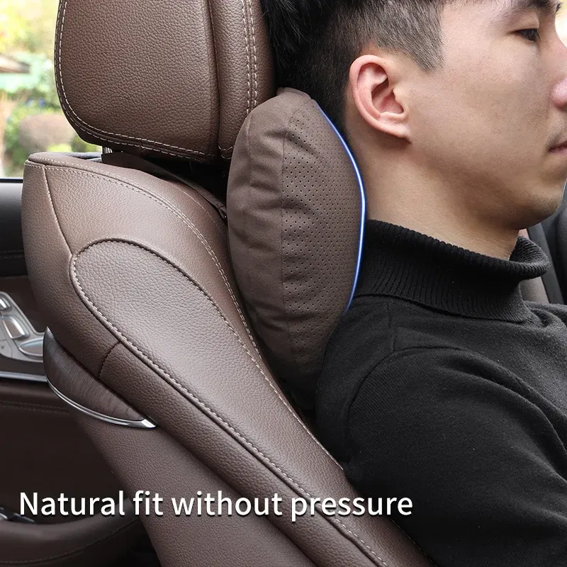 Color: WHITE - Top Quality Car Headrest Neck Support Seat Soft Neck Pillow Breathable For Maybach S Class Design Universal Protector Neck - Image 2