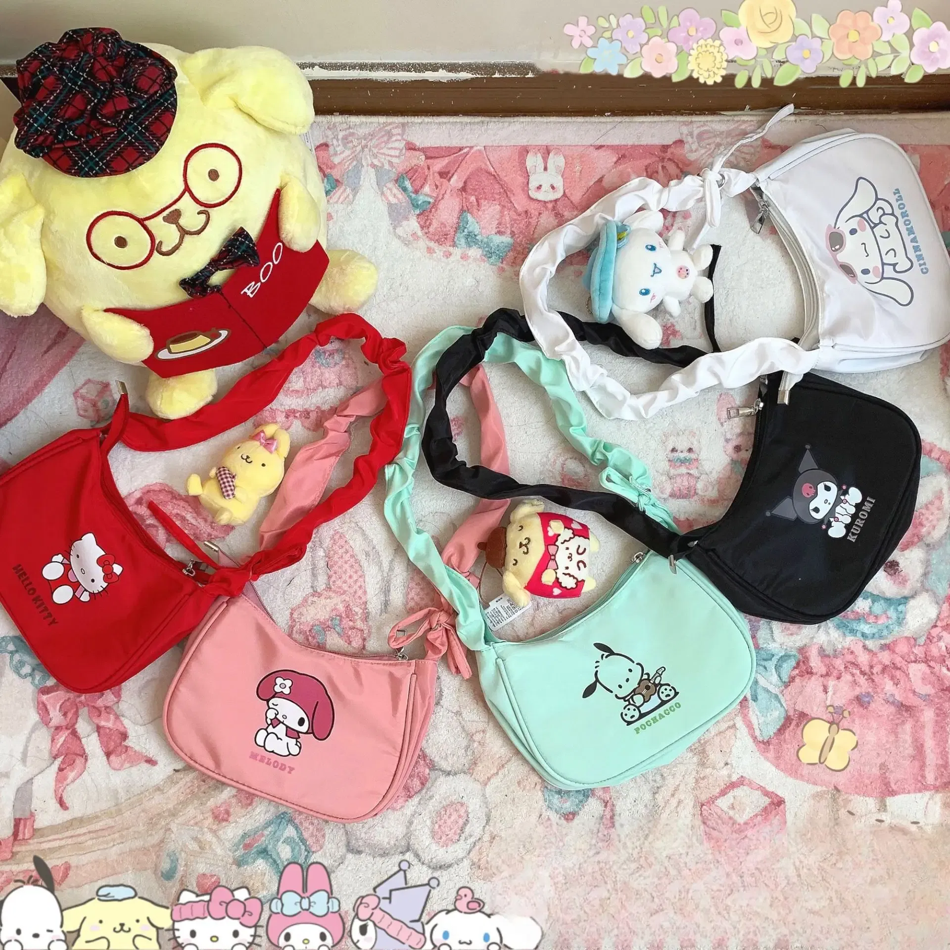 Color: Beige, Size: Extra Large - Sanrio Hellokitty Kuromi Cinnamorol Mymelody Pochacco Armpit Bag Kawaii Shoulder Bag Casual Allmatch Tote Women Commuter Handbag - Image 4