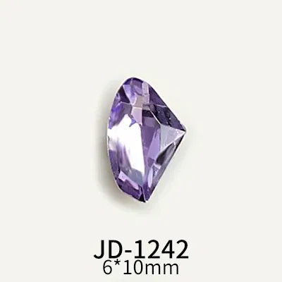 Color: Blue - 20pcs Nail Art Light Purple Sparkling Crystal Glass Diamond Violet Pointed Bottom Bare Rhinestone Gem Nail Accessories Charms