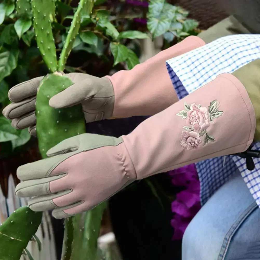 Color: WHITE, Size: L - Pruning Garden Gloves Anti-scratch Faux Leather Protective Gloves Reusable Fruit Picking Shrub Pruning Trimming Hand Protector - Image 2