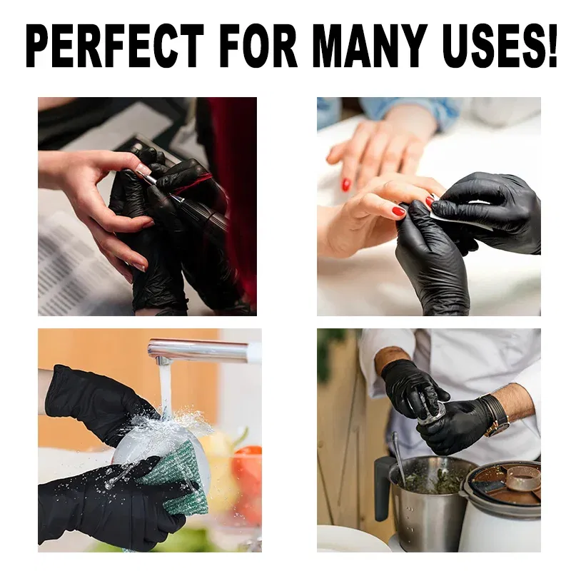 Color: black, Size: S - 20/50/100PCS Disposable Black Nitrile Gloves for Household Use Latex Free Powder Free Cleaning Gloves Tattoo Hairdressing Tools - Image 6