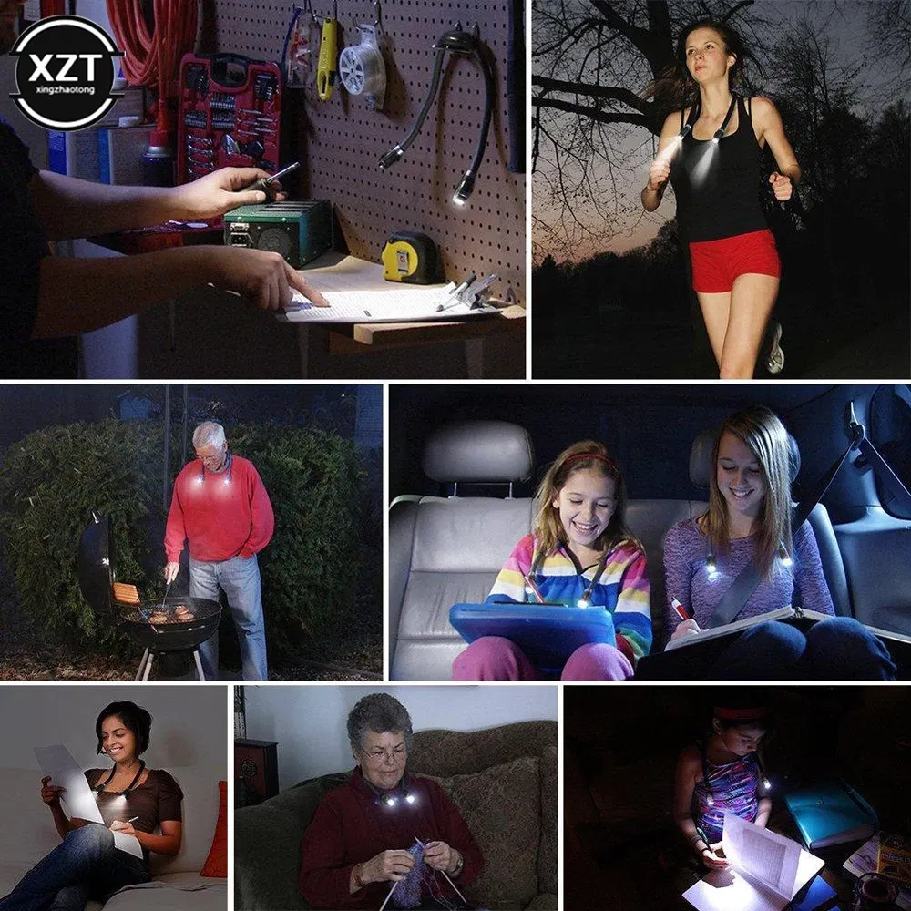Emitting Color: Pink - Flexible Neck Hug Book Light LED Neck Night Handsfree Led Neck Light Hug Reading Lamp Novelty Led Night Camping Light Flashlight - Image 3