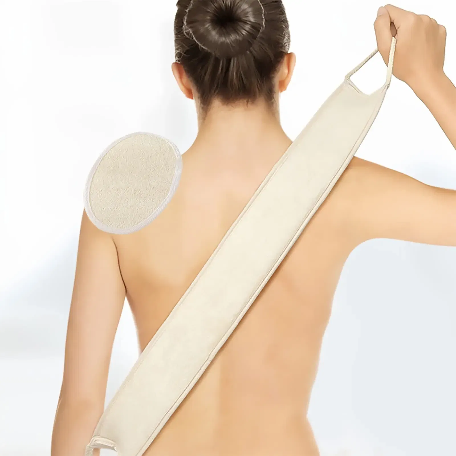 Color: Red - Bath Sponge Natural Exfoliating Loofah Sponge Scrubber Body Backwash Belt Back Exfoliator Strap Bath Accessories - Image 2