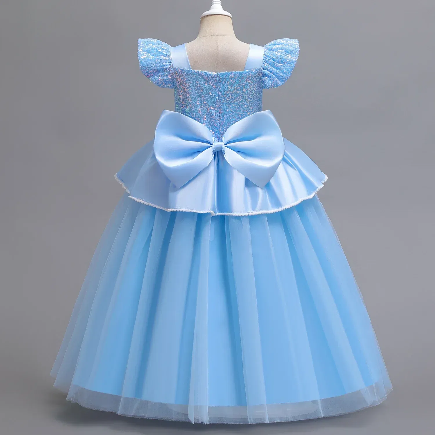 Kid Size: 9, Color: Orange - Disney Deluxe Elegant Cinderella Princess Ball Gown Fancy Birthday Cinderella Party Dress Vestidos Costume Play Carnival Apparel - Image 5