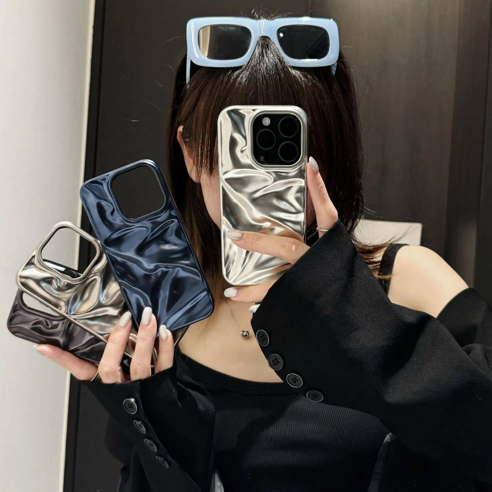 Color: Dark Brown, Compatibility by Model: iPhone 15 - Soft Matte 3D Wavy Pattern Phone Case For iPhone 16 17 ProMax 17 Air 15 14 Plus 13 12 Pro Max 11 ins Water Ripple Creative Cover