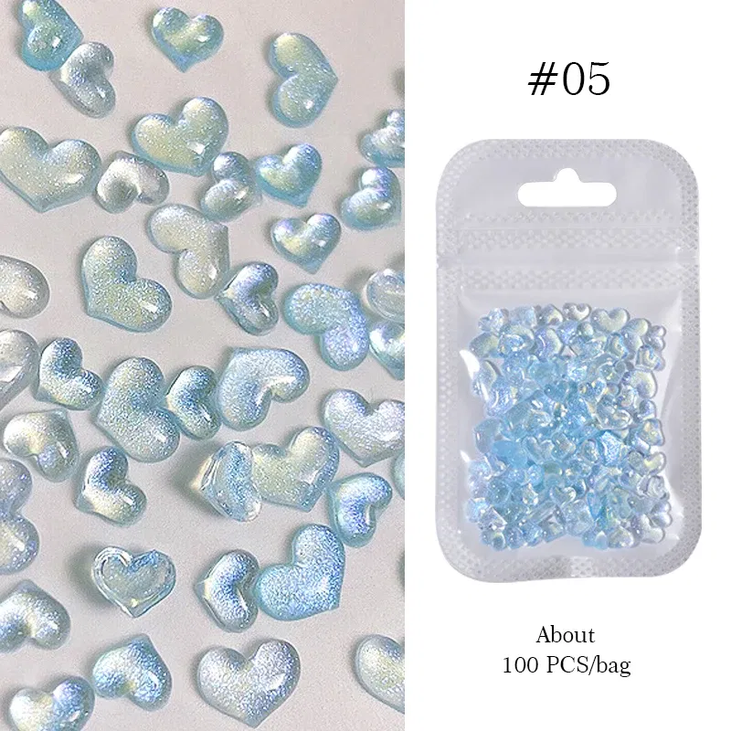 Color: Camel Color - 1Bag Mix Colorful Jelly Clear Ribbon Bowknot Nail Charms Pearl Pink Heart Flower Flat-back Gem Part Nail Art Manicure Decoration