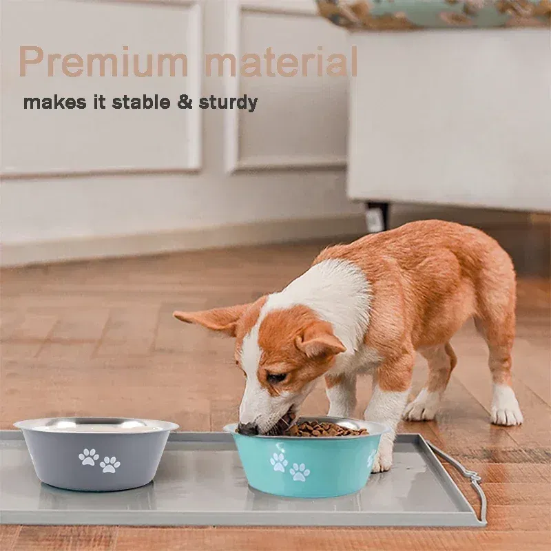 Color: WHITE, Size: XS - Non-slip Dog Bowls For Small Medium Large Dog Feeder Bowls And Drinkers Stainless Steel Pet Feeders Pets Dogs Accessories - Image 7