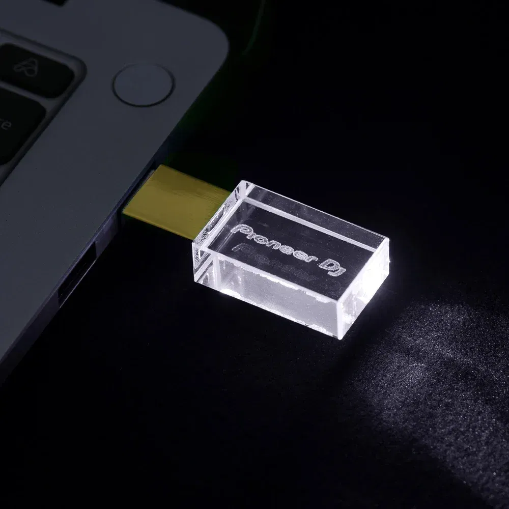 Color: green, Capacity: 8 GB - JASTER Luminous USB drive Gold Lid Crystal USB Flash Drive 128GB Pendrive 64GB Colorful LED Memory Stick 16GB with Pioneer DJ - Image 4