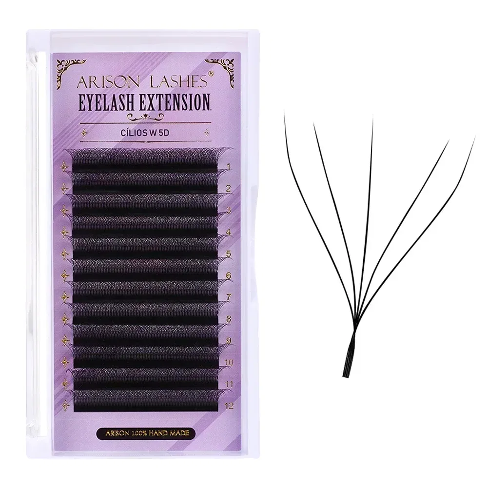 Color: BLACK & RED, Curl: C, Thickness: 0.07mm, Length: 12mm - ARISON YY Lashes and 3D/4D/5D W Shape Lashes Brasileiro Premade Volume Eyelashes Extension Soft Thin Easily Grafting Extension