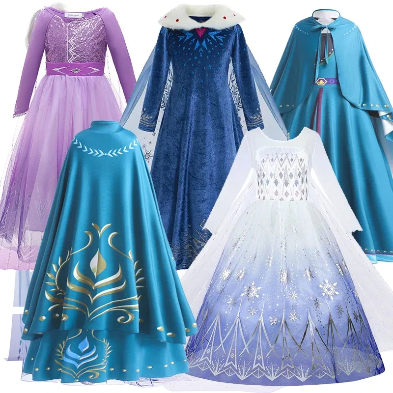 Kid Size: 4T, Color: green - Disney Frozen Anna Elsa Girls Princess Dresses Mesh Sequin Dress Kids Cosplay Snow Queen Costumes Carnival Birthday Party Gowns - Image 2