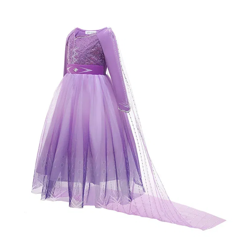 Kid Size: 4T, Color: green - Disney Frozen Anna Elsa Girls Princess Dresses Mesh Sequin Dress Kids Cosplay Snow Queen Costumes Carnival Birthday Party Gowns - Image 6
