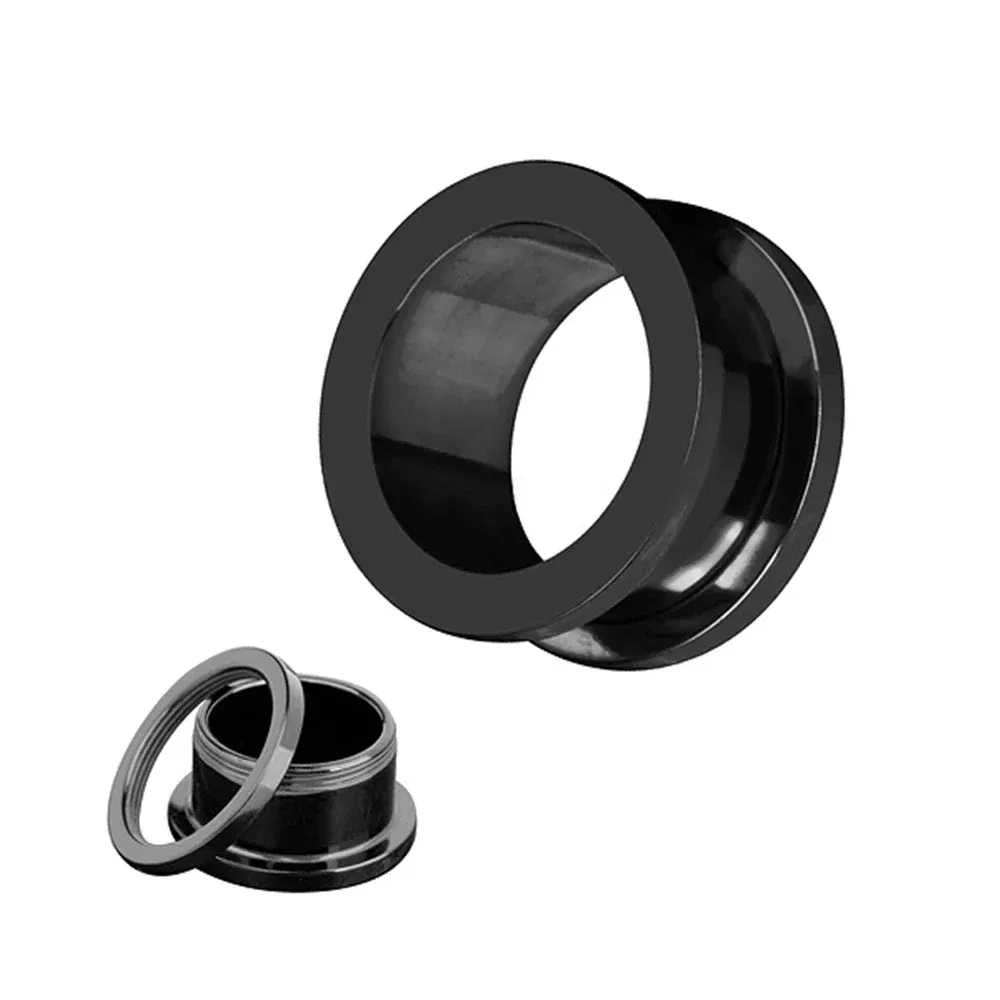 Metal color: Rhodium Plated, Main Stone Color: Brown - 2PCS Multi Color Steel Screw Fit Tunnel Ear Plug Stretcher Gauge 3-25mm Ear Lobe Tunnel Expander