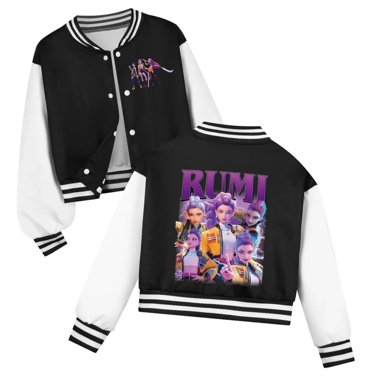 Color: Yellow, Kid Size: 6 - Kids KPop Demon Hunters Huntrix Clothes Boys Baseball Uniform Spring Autumn  Girls Baby Casual Hoodies Children Costume