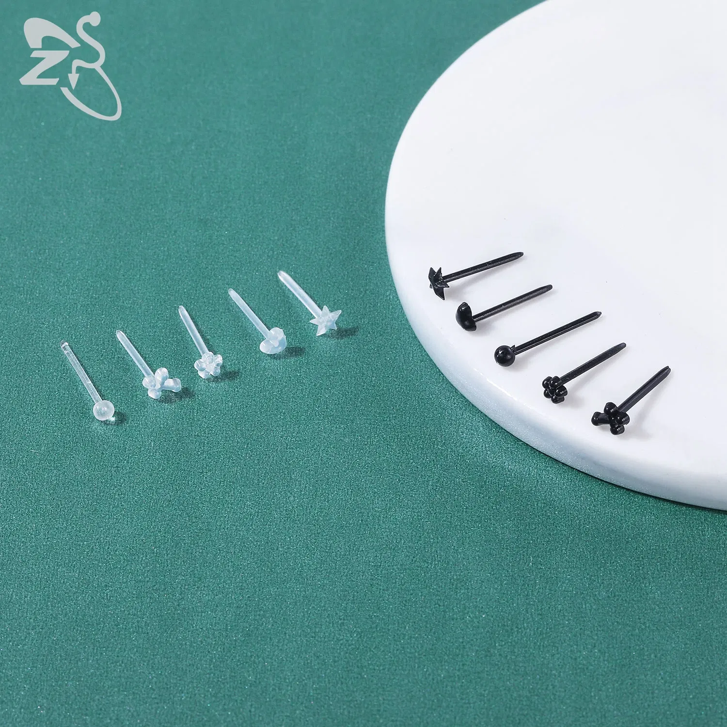 Metal Color: Antique Gold Plated - ZS 10-50pcs/lot Colorful Acrylic Stud Earring Invisible Transparent Anti-allergy Ear Pin 20G Star Ball Curing Ear Hole Retainer - Image 6